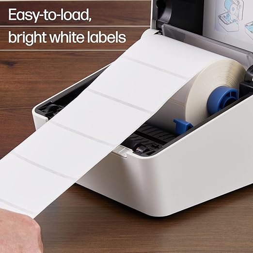 HP 4” x 2” Direct Thermal Shipping Labels, 2 Rolls, 735 Sheets per Roll, Multipurpose Thermal Labels for Personal or Business Use, Compatible with HP and Other Thermal Label Printers, White