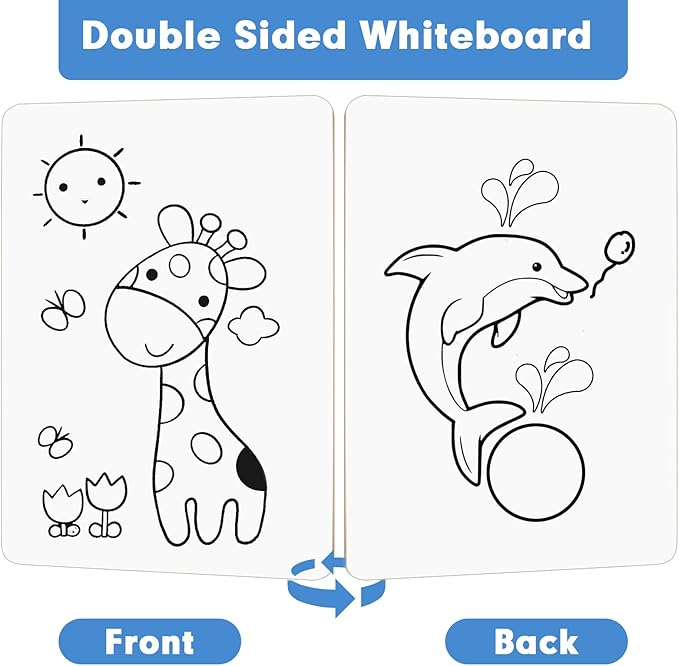 Dry Erase Lapboards, HERKKA 25 Pack Double Sided Small Dry Erase Whiteboards 9 x 12.5 Inch with 25 Erasers, Small Dry Erase Boards for Classroom Teacher Supplies, Personal White Boards for Students