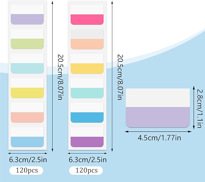 240 Pcs Sticky Index Tabs, 1.8×1inch Colored Book Sticky Tabs for Notebooks, Repositionable Page Tabs for Notebooks File Classification