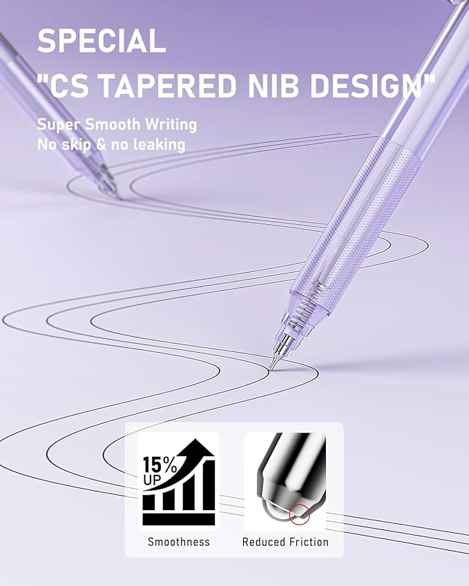 Four Candies 14Pack Pastel Gel Ink Pen Set,Cute Retractable 0.5mm Fine Point Pen,11 Pack Black Ink and 1 Pc Purple Ink Pens with 2Pcs Highlighter for School, Office, Mothers Day Gifts(Purple)