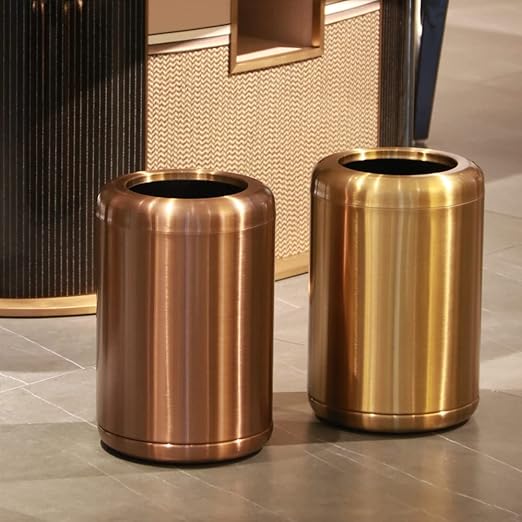 10 L/2.6 Gallon Brass Trash Can, Small Gold Can for Bathroom, Kitchen, Office, Bedroom, Hotel