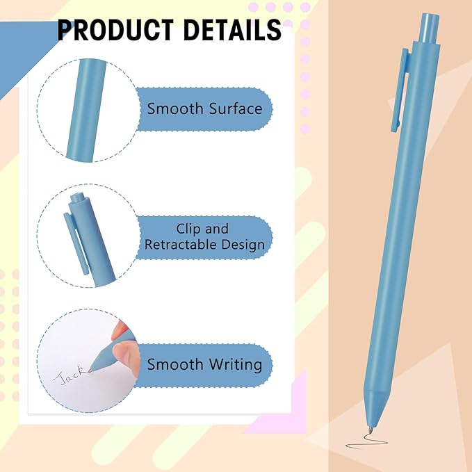 Fulmoon 50 Pcs Ballpoint Pens Bulk Retractable Comfortable Writing Pens Cute Back to School Supplies in Medium Point 1.0 mm for Teacher Student Bridal Shower Baby Shower (Light Blue)