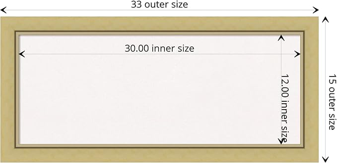 Amanti Art White Cork Board for Wall, 15x33 Vision Board with Gold Frame, Medium Corkboard Office Decor for Home Organization, Casual Corkboard Pinboard to display items for home organization