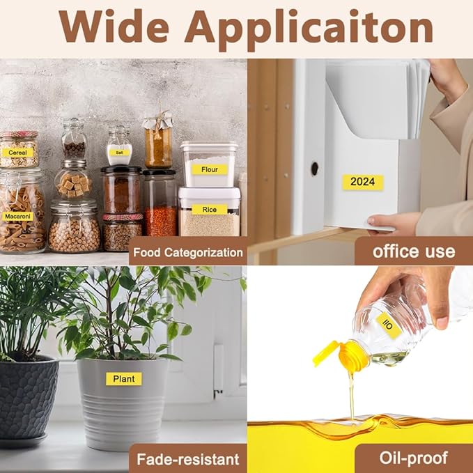 Hehua Tape Tze Tz 9mm 0.35 Laminated Yellow Compatible for Brother P-Touch TZe-621 TZe621 TZ-621 TZ621 Tape for Ptouch PT D210 D220 D200 D610 H110 1880, 3/8'' x 26.2ft Black on Yellow, 3 Pack