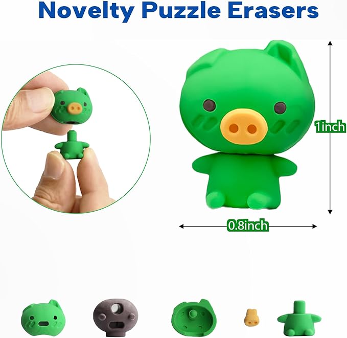 Animal Erasers for Kids, 35 Pcs Pencil Erasers Bulk Mini Animal Erasers Treasure Box Toys for Classroom Prizes School Supplies Party Favors