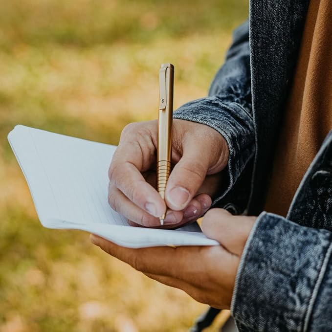 Everyman Grafton Full Click Refillable 0.7mm Ball Point Pen, Gold | Sleek Anodized Aluminum EDC Pen with Deep Grooved Grip | Smooth Writing Pocket Pen for Office, Travel, Gifting & Daily Use