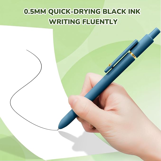 Gel Pens, 6 Pcs Black Ink Pens for Women, 0.5mm Fine Point Smooth Writing Pens, High-End Series Retractable Pens for Journaling Note Taking (6 Pcs Gold Vintage)