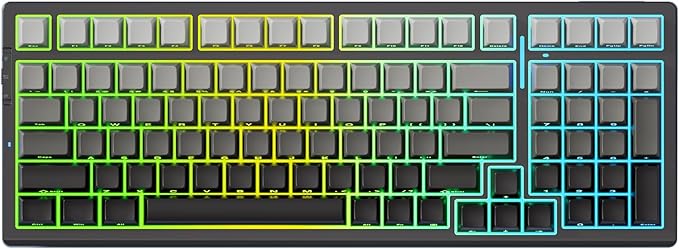 G98 PRO Wireless Mechanical Keyboard, Tri-Mode Connection Gaming Keyboard, Hot Swappable Custom Gasket Structure Pre-lubed Linear Switches Double Shot PBT Keycaps RGB LED Backlit Gradient Black