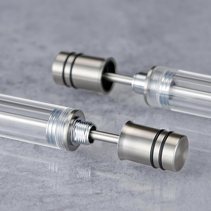 Asvine V200 Titanium Fountain Pen Vacuum Filling, Iridium Medium Nib Clear Transparent Acrylic Smooth Writing Pen Case Set