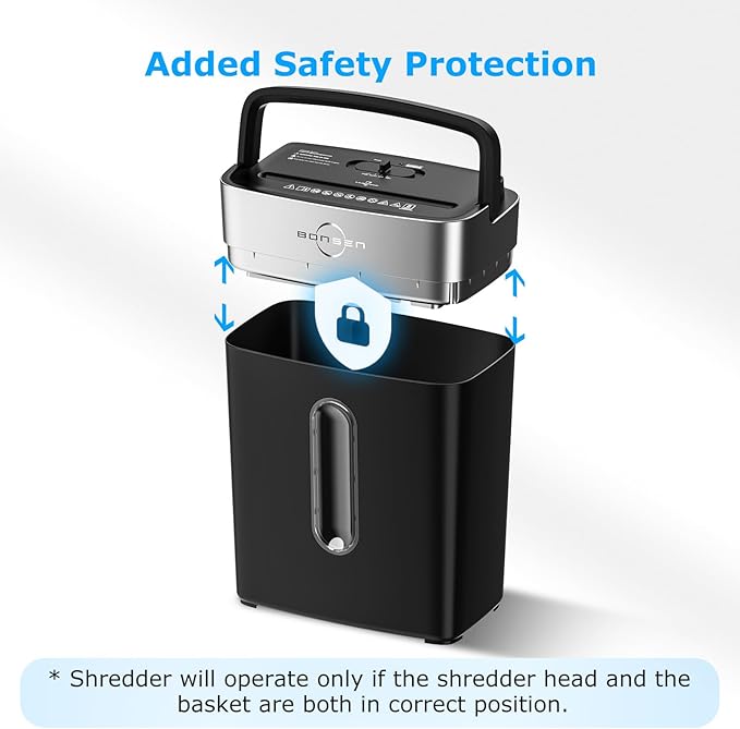 BONSEN Shredder for Home Office, 4 Gallons 8-Sheet Cross Cut Credit Card Shredder, Small Paper Shredder for Home Use, High Security Level P-4, ETL Certification (S3101)