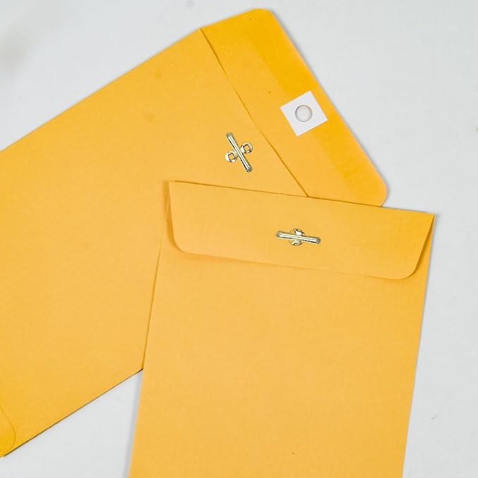 6” x 9” Clasp Envelopes with Gummed Seal Brown Kraft Catalog Envelopes Clasp Mailing Envelopes for Home, Office, Business 28 lb Kraft Paper,Pack of 50