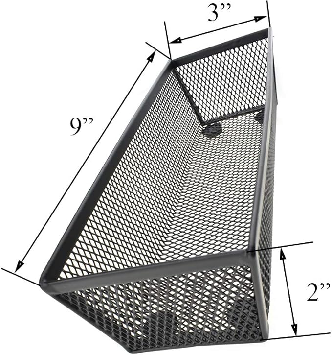 HAHIYO Stackable Mesh Tray Cup 9 x 3 x 2 inches Sturdy Container for Desk Drawer Organizer Collection for Home Office School kitchen Soft Foam Feet No Sharp Edges 2 Pack Black