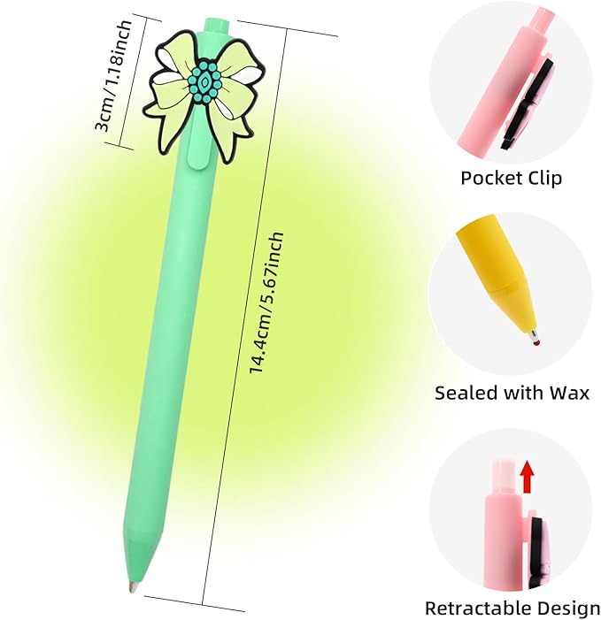 Bow Pens 10Pcs Novelty Gel Pens Coquette Aesthetic Colorful Bowknot kawaii Black Ink Pen Funny Ballpoint Pen Bulk Cute Bows Student Office Supplies Party Favor Back to School gifts for Girls Women