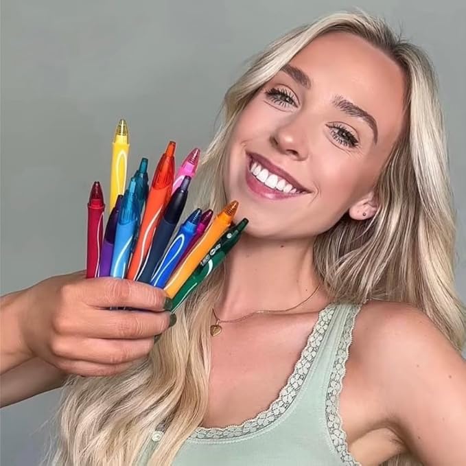 BIC Gelocity Quick Dry Gel Pens with Vivid colors and Smooth Writing, 0.7 mm Medium Point, 12-Count in Assorted Ink