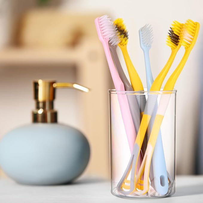 Crtiin 10 Pack Clear Acrylic Pen Holder Makeup Brush Round Pencil Holder for Desk Pen Cups Desk Organizers and Storage Desktop Stationery Organizer for Office School Home Supplies