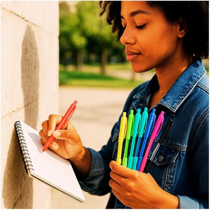 (20) Colorful Ballpoint Pens Assorted Colors Medium Ink Retractable School Office Home Note Taking Journaling Drawing