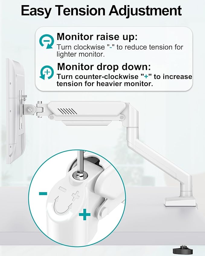Dual Monitor Desk Mount - Adjustable Monitor Arm for 2 Monitors up to 32 inches/19.8 lbs, Double Monitor Stand VESA Bracket with C-Clamp & Grommet Mounting, Computer Screen Mount, White, Freelift