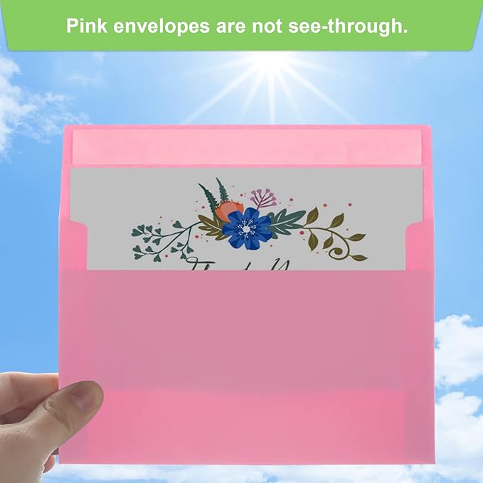 70 Packs A4 Envelope, Pink A4 Envelopes, 4x6 Photo Envelopes for Invitations, Envelopes Self Seal for Weddings, Baby Shower, Photos, Postcards, Greeting Cards, Mailing