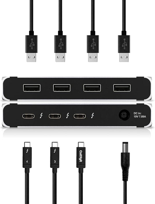 CalDigit Thunderbolt 4 Element Hub - 4X USB4 Ports, USB 3.2 Gen2 10Gb/s, Single 8K or Dual 4K Displays, 60W Charging, 0.8m Cable