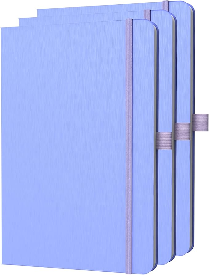 A5 Lined Journal Notebook, 7mm College Ruled Notepad, Journaling for Writing, Work, School, Travel and Note Taking, Hardcover 160 Pages (80 Sheets) 5.79 x 8.3 inches (3 Pack Cornflower Blue)