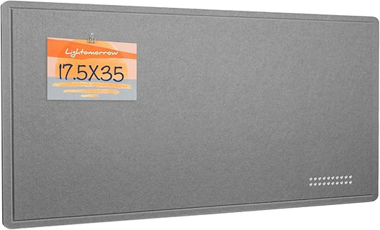 Bulletin Board, 35 x 17 1/2 inches Felt Board - Decorative Pin Board, Cork Board Alternative for Wall, Foldable Picture Board Self-Adhesive Vision Board Prayer Board with 20 Pushpins - Gray