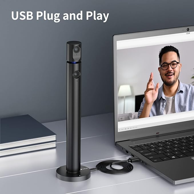 CZUR Halo X Pro Dual Webcam for PC, 1080P Web Camera with Microphone, USB Camera for Computer, 90° View, Plug & Play, Compatible with Windows&Mac, for Skype/TikTok/YouTube/Yahoo Messenger