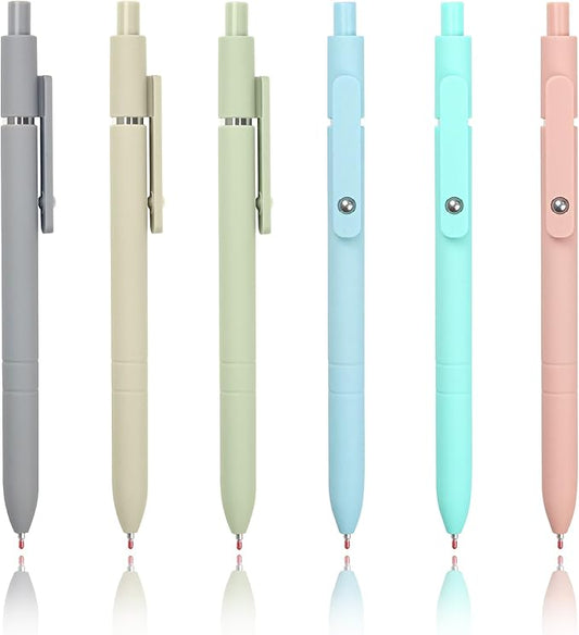 ELANE 6 Pcs Colorful Gel Pens,0.5mm Fine Point Quick Dry Black Ink Pen for Journaling Note Taking Writing, High-End Series Pens for Gifts for Doctor Nurse Teacher Students (Morandi-6PCS)