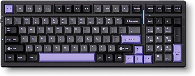 G98 PRO Wireless Mechanical Keyboard, Tri-Mode Connection Gaming Keyboard, Hot Swappable Custom Gasket Structure, Pre-lubed Linear Switches, Double Shot PBT Keycaps RGB LED Backlit Purple&Black