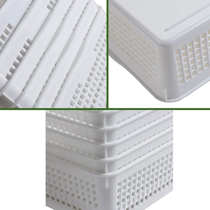A4 Size Plastic Paper Storage Trays,Desktop File Organizer Baskets,6-Packs (White)