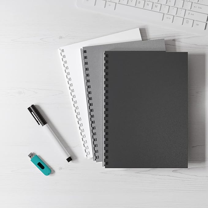 Binditek 10 Pack 20 Mil Sand-Textured Polycover - Super Heavyweight for Business Reports and Proposals - Lightly Sanded Finish - with Square Corners, Un-Punched, Black Color, Office Supplies