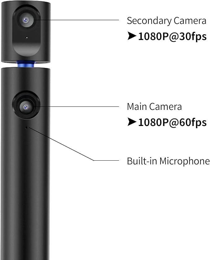 CZUR Halo X Pro Dual Webcam for PC, 1080P Web Camera with Microphone, USB Camera for Computer, 90° View, Plug & Play, Compatible with Windows&Mac, for Skype/TikTok/YouTube/Yahoo Messenger