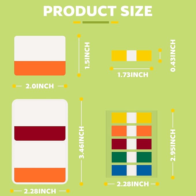 600 Pieces Tabs 2'' Sticky Tabs, Writable and Repositionable File Tabs Flags Colored Page Markers Labels for Reading Notes, Books and Classify Files, 22 Sets 10 Colors