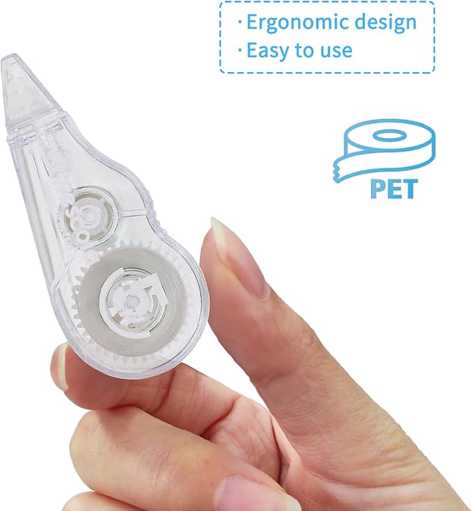 Correction Tape, 16.4FT EZ Tear-resistant Correction Tape, Easy To Use Applicator for Instant Correction Without Drying Time (20pcs/set)