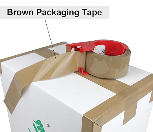 BOMEI PACK Brown Packing Tape Refills, Heavy Duty 12Rolls with 1 Dispenser for Packaging, Shipping and Moving, 2.4Mil 1.88 Inch x 60 Yard