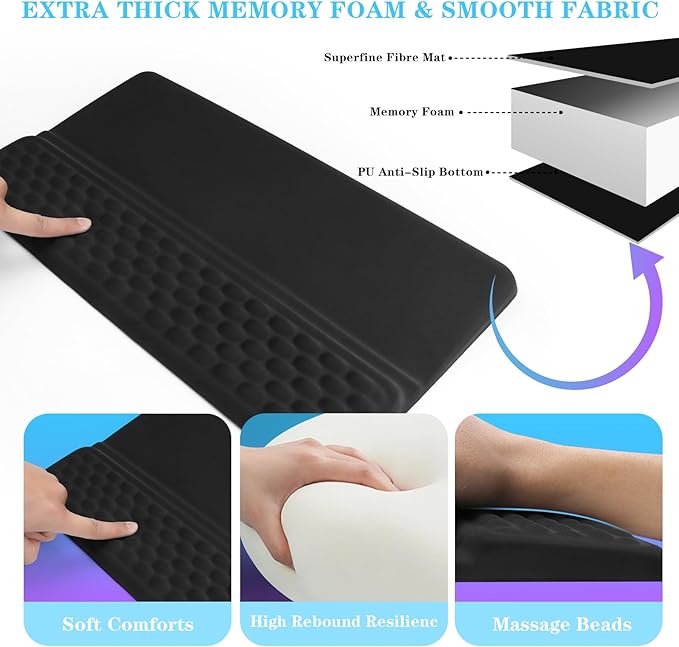 Computer Keyboard Stand with Wrist Rest, Ergonomic Tilted Keyboard Holder - Keyboard Riser with Wrist Pad - Keyboard Tray Support for Office Home - Black