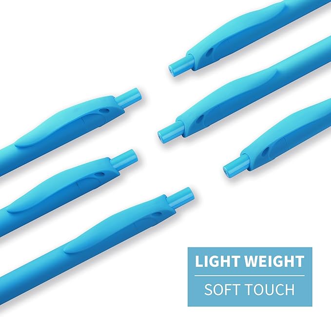 deegtran Pens Bulk, 50 Pack No Bleed Sky Blue Click Pen, Wholesale Retractable Ballpoint Pens, Pens Medium Point, Smooth Ink Pen, 1.0MM Sky Blue Ink