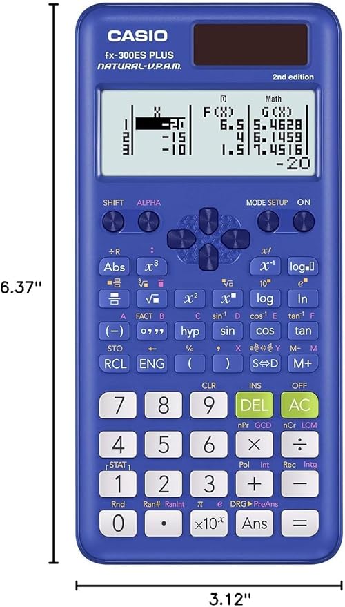 Casio fx-300ES Plus 2nd Edition – Standard Scientific Calculator | 262 Functions, Natural Textbook Display℠ | Ideal for Middle School, High School Math, Statistics & Algebra | Blue (Pack of 2)