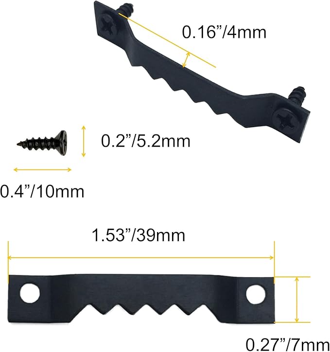 50 Pack Small Sawtooth Picture Hangers - Steel Picture Hanging Solutions with Screws, for Hanging Clock Paintings Artwork Frame Hooks (Black)
