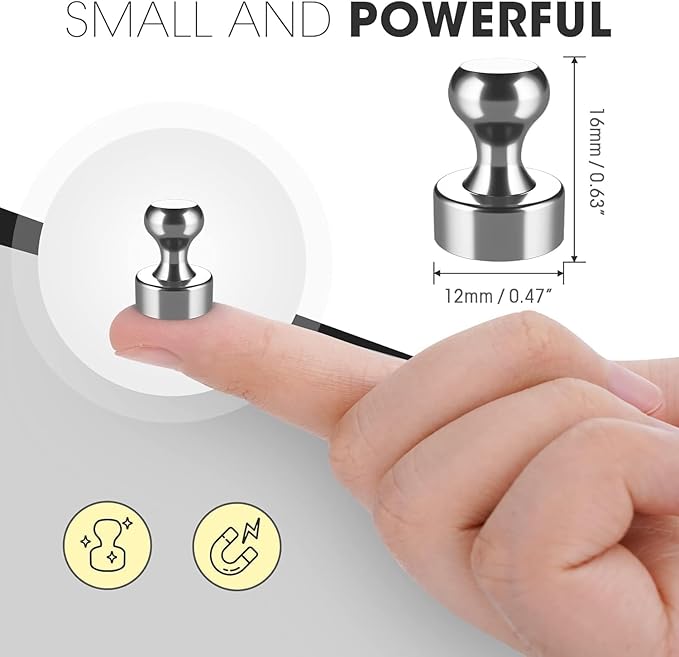 Grtard 8 Pack Magnetic Push Pins, Fridge Magnets for Whiteboard, Whiteboard Magnets Refrigerator Magnets, Small and Strong Push Pin Magnet for Office, School, Locker, and Map Magnet