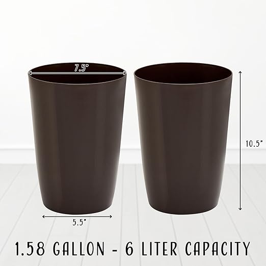 HOLDN’ STORAGE Small Trash Can - Set of 2 Open Top Waste Bin of 1.58 Gallon, Compact Waste Can Perfect for Bathroom, Kitchen, Office, Dorm - Durable Garbage Can - Metallic Brown