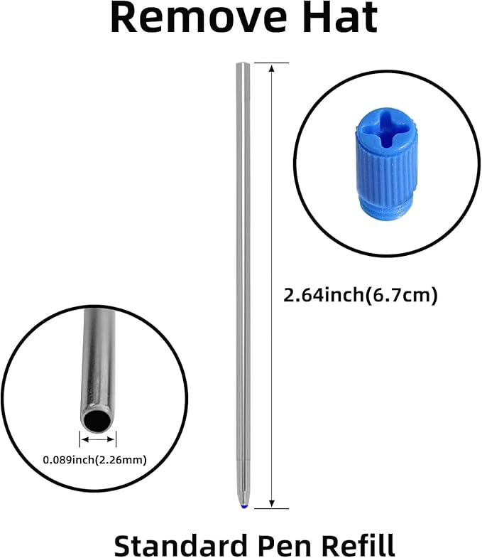 4-in-1 Four-Color Multifunctional Pen Refill, Black/Red/Blue Ballpoint Pen Refill,Great Gift for Friends, Loved Ones (Refill Blue)