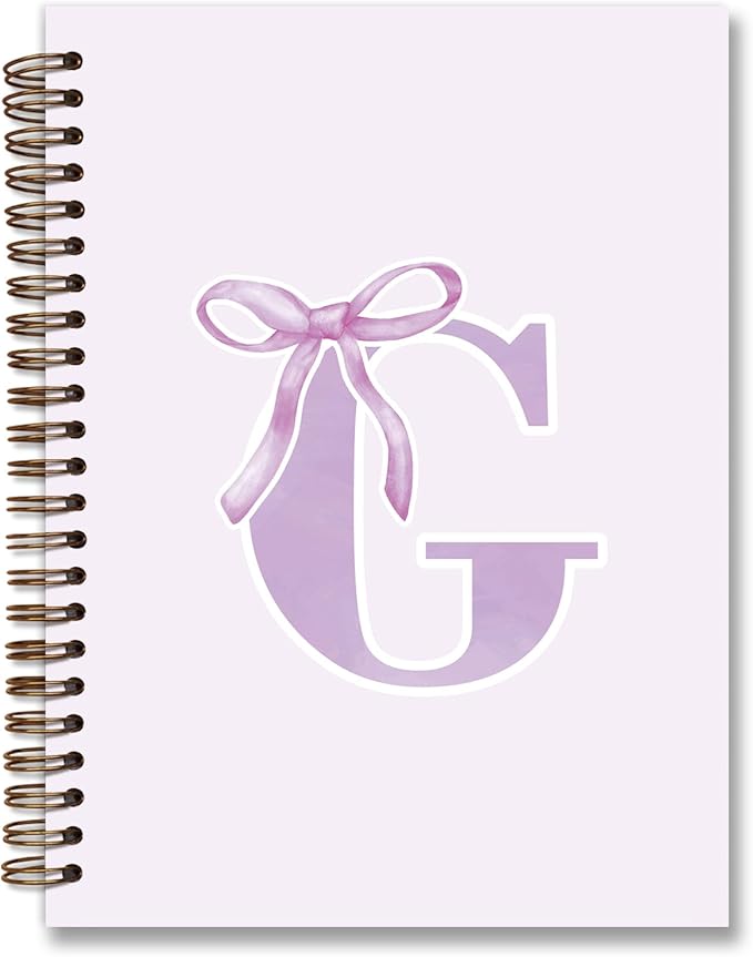 foedor Coquette Trendy Preppy Purple Bow Spiral Notebook,Initial G Journal Personalized Teen Girl Gifts,Monogrammed Gifts for Women Teen Girl,College Ruled Hardcover Spiral Notebook(purple)