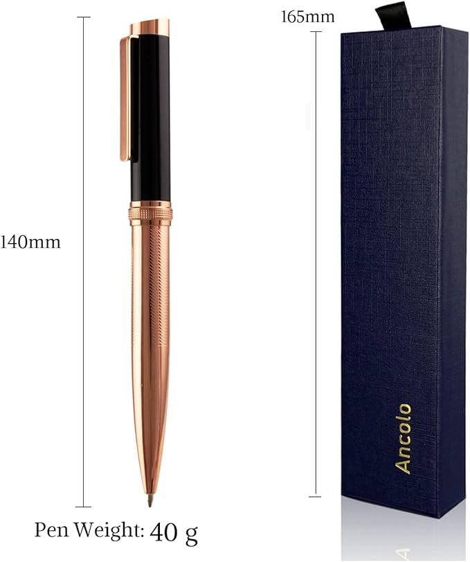 Ancolo Personalized Ballpoint Pens - Luxury Writing Pen with 10 Black Ink Refill Engraved with Your Message Name on the Pens Gift Set for Man/Women/Writers/Collection/Journalist