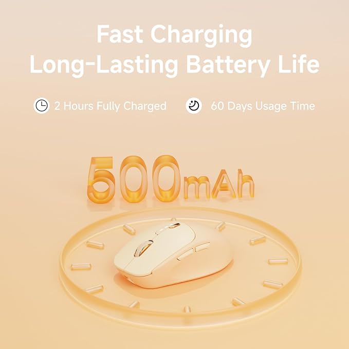 EWEADN Q5 Wireless Mouse, Bluetooth & 2.4G Quiet Computer Mouses with 1600 DPI, Battery Level Display, Ergonomic Office Mouse,6 Button Portable Cute Cordless Mice for Laptop/PC/Mac- Pink