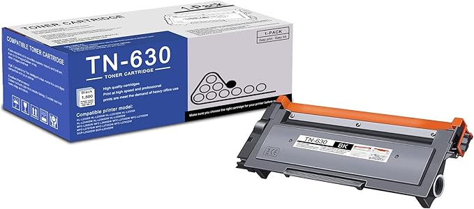 1 Pack TN630 TN-630 Black Toner Cartridge Compatible TN630 Replacement for Brother HL-L2300D L2305W L2315DW L2320D L2360DW MFC-L2680W L2685DW L2700DW L2705DW L2707DW L2740DW DCP-L2540DW L2520DW Printe