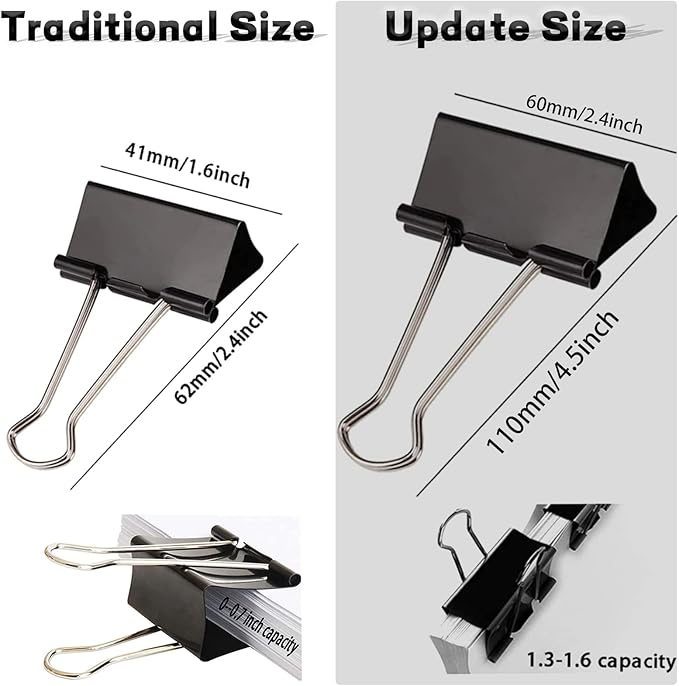 Extra Large Binder Clips 2.4 Inch (36 Pack), Upgrade Giant Binder Clips Big Paper Clips Clamps for Office and Home Supplies, Black by Aellabus