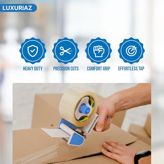 Heavy Duty Packing Tape with Dispenser - 1.88 Inch x 65 Yards, 6-Pack Clear Packaging Tapes, Durable Tape Dispenser for Secure Sealing, Ideal for Moving and Shipping