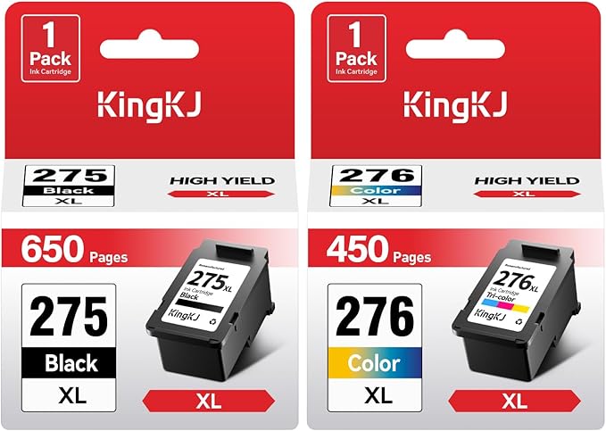 275XL 276XL Ink Cartridge 2-Pack Replacement for Canon PG-275XL CL-276XL 275 276 Ink Cartridges Combo Compatible PIXMA TS3520 TS3522 TS3500 TR4720 TR4722 TR4700 Printer Inkjet All-in-one Color Black