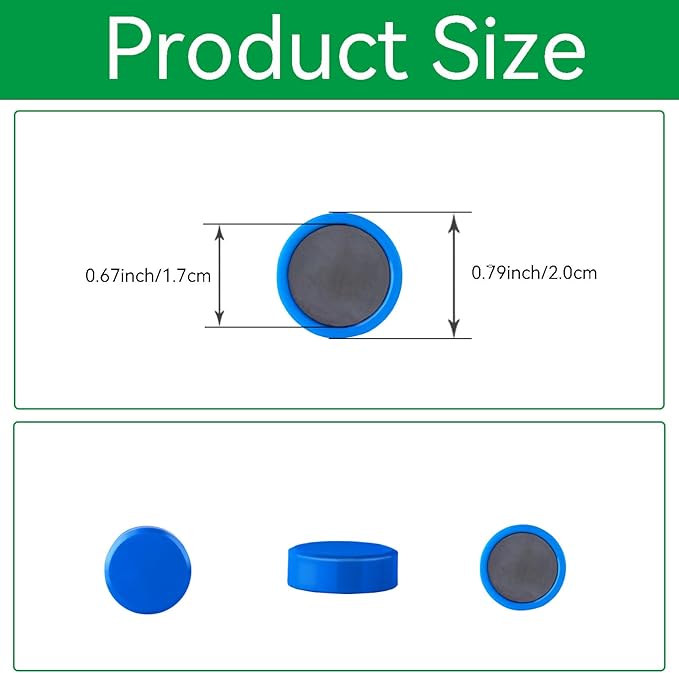 Fridge Magnets, 20 Pcs Small Round Strong Heavy Duty Cute Magnets for Refrigerator, Whiteboard, Locker, Office, Classroom - Blue