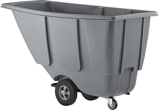 Commercial Garbage Wagon 0.5 Cubic Yard 300 lb., Tilt Truck, Construction Trash Recycling Trolley, Industrial Dump Cart Transportation, Rolling Waste Bin, Grey